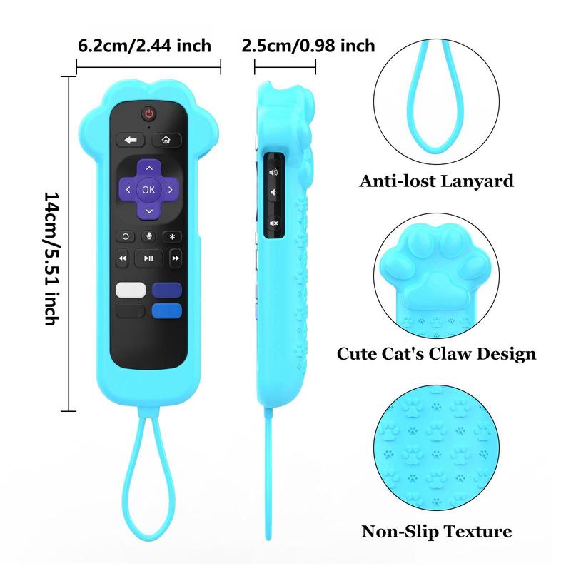 Cute Cat Claw Design Remote Control Case, 1 Count Luminous Remote Control Cover with Lanyard, Dustproof Remote Control Protector for Roku TV Remote