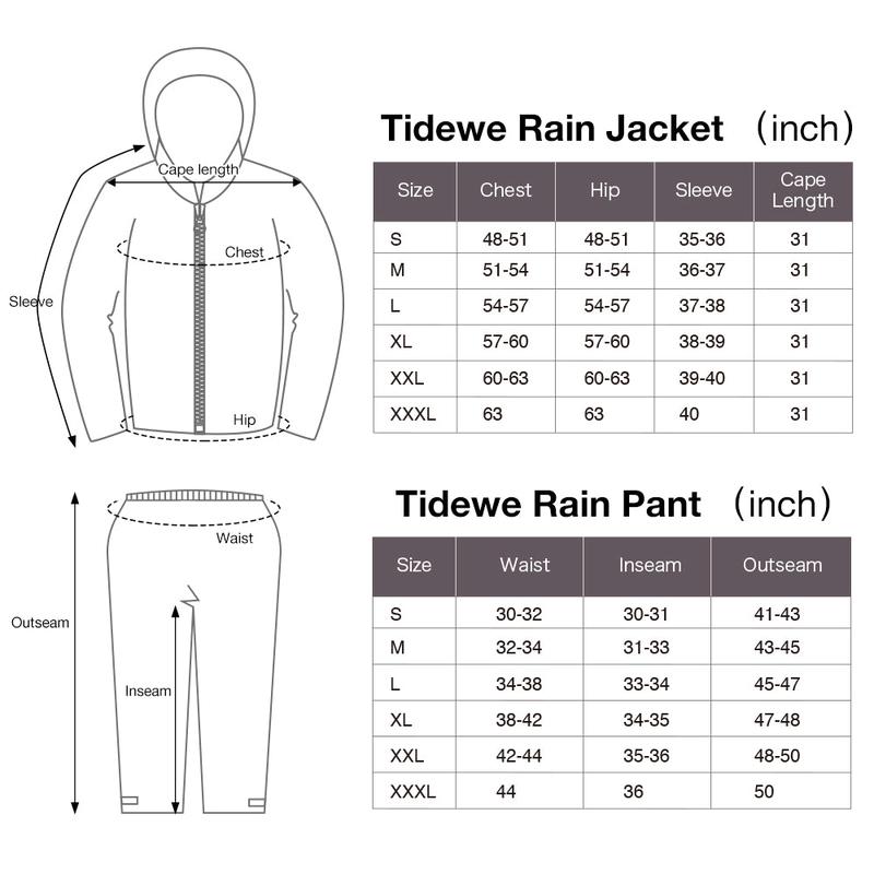 TIDEWE Rain Suit, Lightweight Waterproof Breathable Rain Coat & Pant for Outdoor Activities Working Suit Daily Wear field gear mens clothing