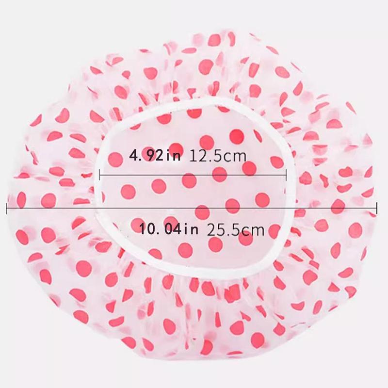 Bathroom Waterproof Shower Cap, 3pcs Polka Dot Pattern Hair Cover, Portable Bath Hair Cap for Home Dormitory Outdoor Travel