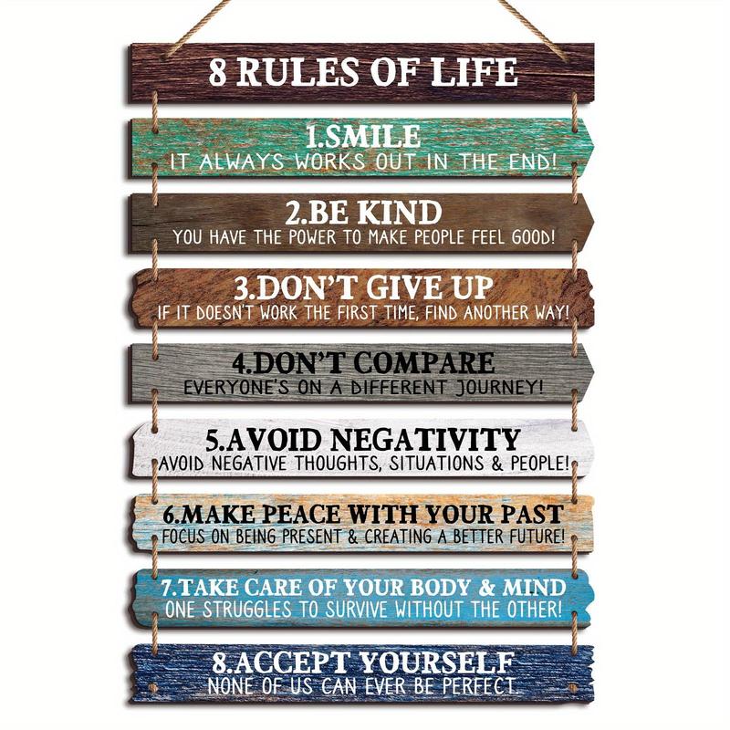 Wooden Hanging Sign, 1 Count Inspiring Quotes Themed Wall Art Ornament, Positive Inspirational Boards for Home Office Bedroom Wall Decoration