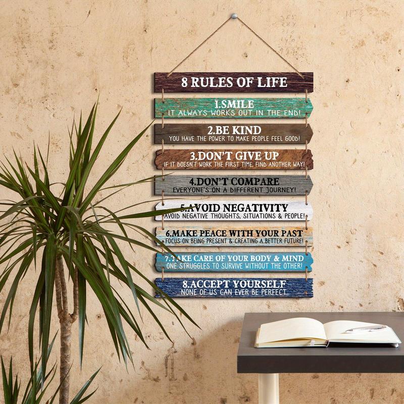 Wooden Hanging Sign, 1 Count Inspiring Quotes Themed Wall Art Ornament, Positive Inspirational Boards for Home Office Bedroom Wall Decoration