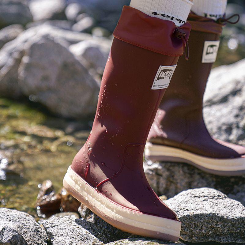 PVC Round-toe Flat-soled Wear-resistant Mid-calf Rain Boots, Lightweight Waterproof And Non-slip Fashionable Rain Boots