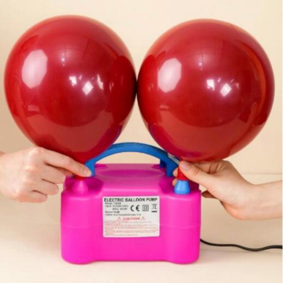 Electric Air Balloon Pump, Portable Dual Nozzle Electric Blower Inflator for Decoration, Party, Sport,Gifts:2 Tying Tools Balloon Air Pump Dual Nozzle Rose Red 110V 600W Balloon Inflator for Party Decorations