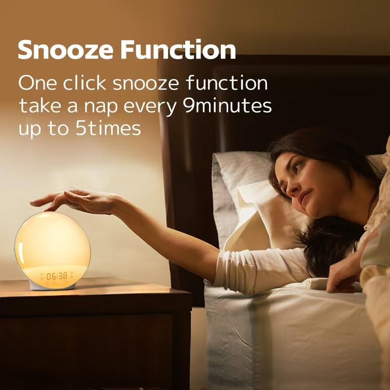 Sunrise Clocks , Wake Up Light with Sunrise Simulation,Snooze&Sleep Aid,Colors Night Light Decor set alarm clock sunrise alarm Glow-in-the-Dark