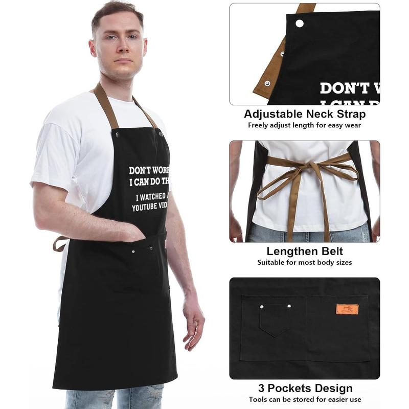 Father's Day Gifts for Dad, Gifts for Husband, Boyfriend, Brother, Men Unique Birthday Gifts, Funny Gifts for Mom, Dad Gifts From Daughter Son – BBQ Cooking Chef Apron 3 Pockets, Kitchen Gifts Christmas Accessory Christmas Accessory Adjustable Baking Cott