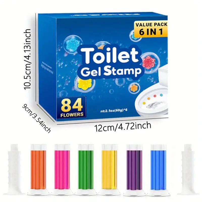 1 Box, Toilet Cleaning Gel, Flower Stamp Toilet Gel, 84 Flowers, Scented Toilet Deodorant Gel, Toilet Bowl Cleaner, Odor Removal Gel, Bathroom Air Freshener, Suitable For Toilet, Cleaning Supplies, Household Cleaners Perfume Multicoloured Lavender