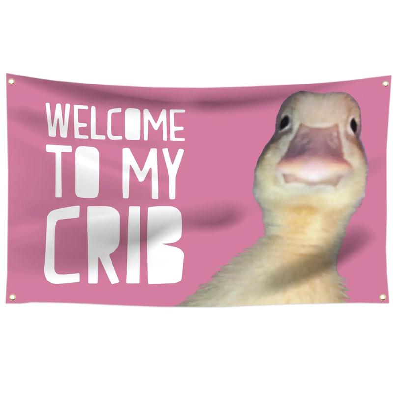 Welcome to My Crib Funny Pink Flag 3X5 Ft for Bedrooms Living Rooms Bars College Dorms Decor,with 4 Brass Grommets