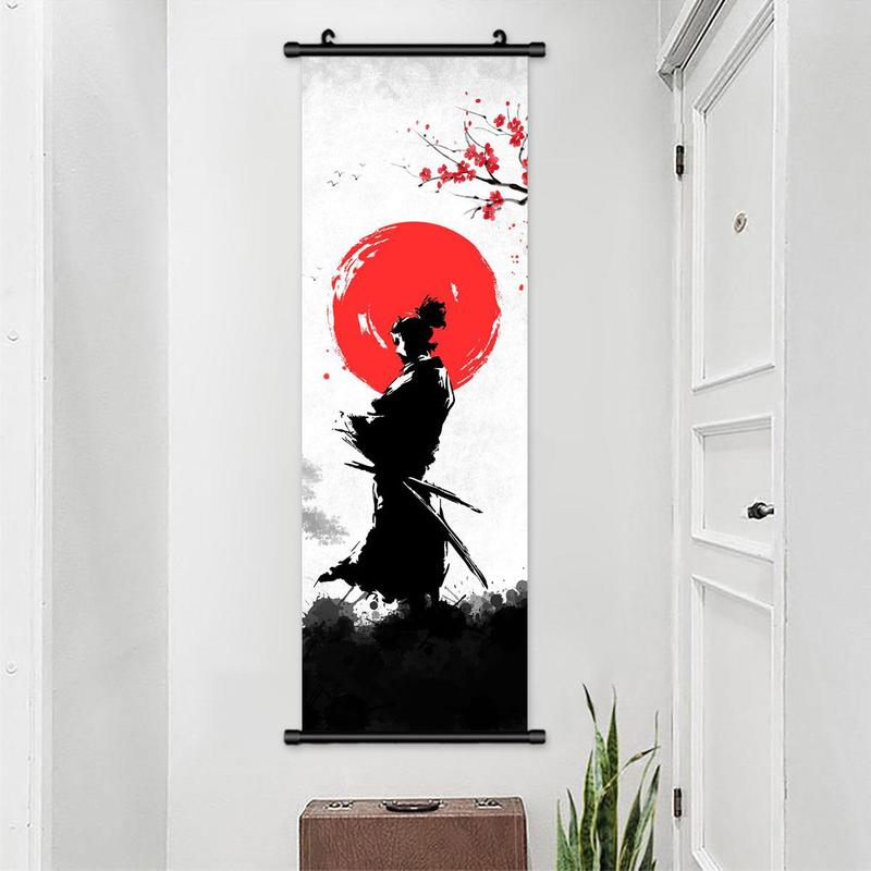 Samurai Pattern Poster, 1 Count 5 Counts Japanese-style Canvas Wall Decor, Wall Art Decor for Home Living Room Bedroom, Gift for Friends, Bedroom Decor Accessories, Fall Decor, Boyfriend Gifts