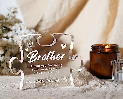 Gifts for Brother, Birthday Gifts for Brother from Sister Brother - 4.9 x 3.7 inch Acrylic Block, Graduation Wedding Christmas Gifts for Brothers, Best Brother Gifts Ideas