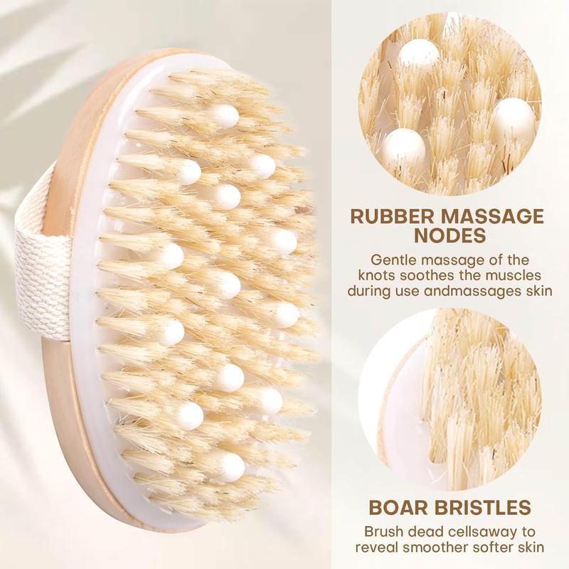 2 Pack Dry Brushing Body Brush,  Bristle Dry Brush,  Body Brush for Lymphatic Drainage, Cellulite Brush for Full Body, Improving Skin  and Reduces