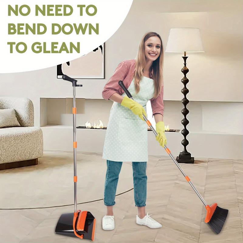 Broom and Dustpan Set for Home, Office, Indoor&Outdoor Sweeping, Stand Up Broom and Dustpan