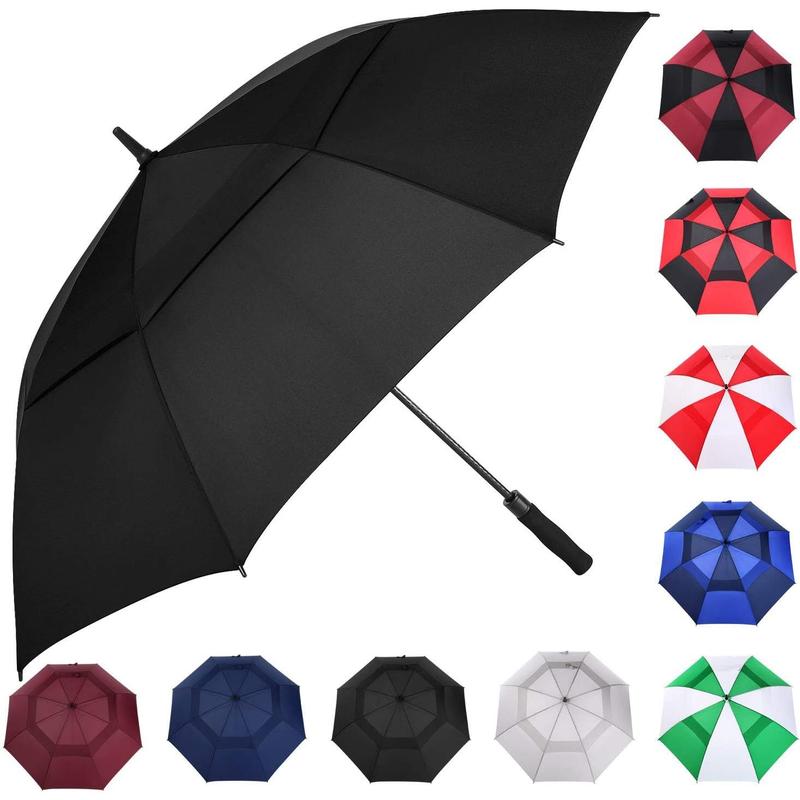 54 62 68 72 Inch Automatic Open Golf Umbrella, Extra Large Oversize Double Canopy Vented Windproof Waterproof Stick Umbrellas for Rain