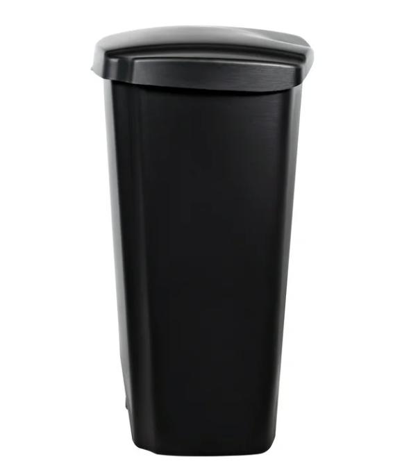 Durable Plastic Step-On Kitchen Trash Can, 12.1 Gallon Capacity, Black