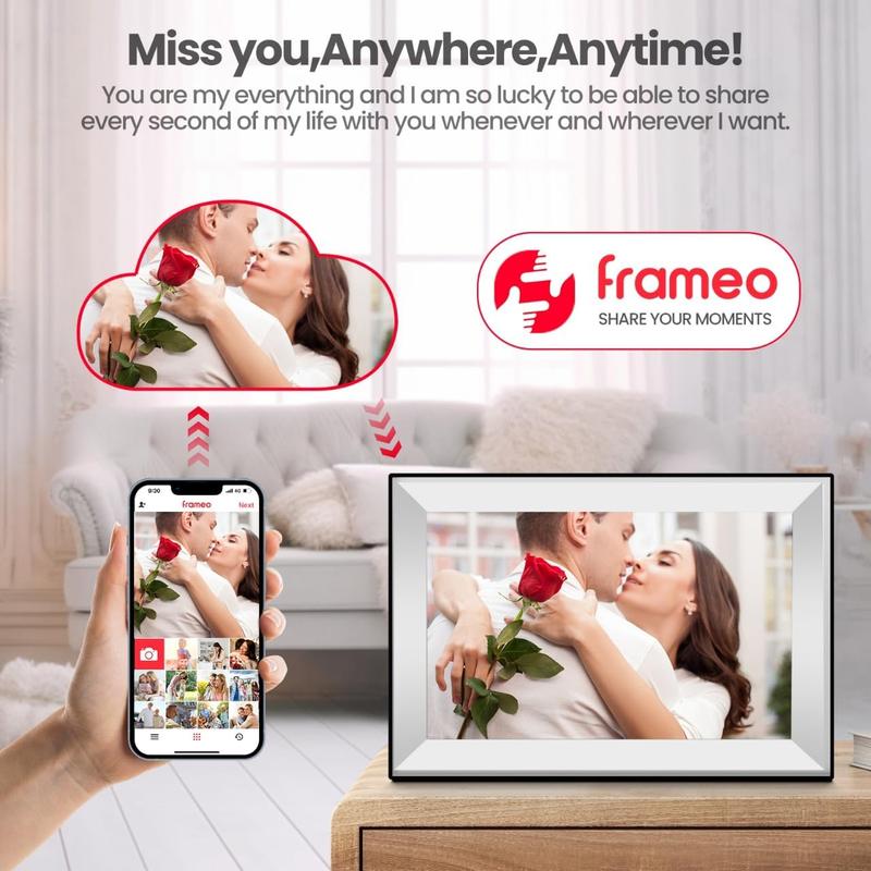 Frameo 10.1 Inch WiFi Digital Picture Frame,    Cloud Digital Photo Frame with 20 Roses , Birthday Gifts for Women Girlfriend Wife