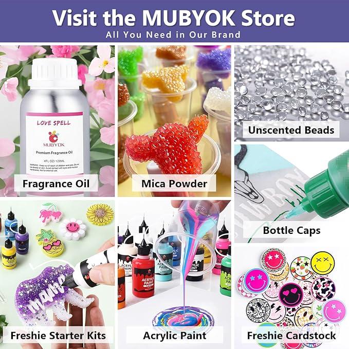 MUBYOK Car Freshies Starter kit DIY Freshie Supplies Making Kit with Unscented Aroma Beads,Freshies Silicone Molds and Accessories (57PCS)