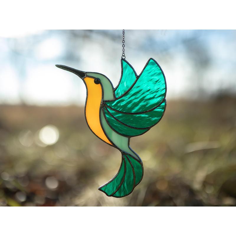 Stained glass Hummingbird suncatcher