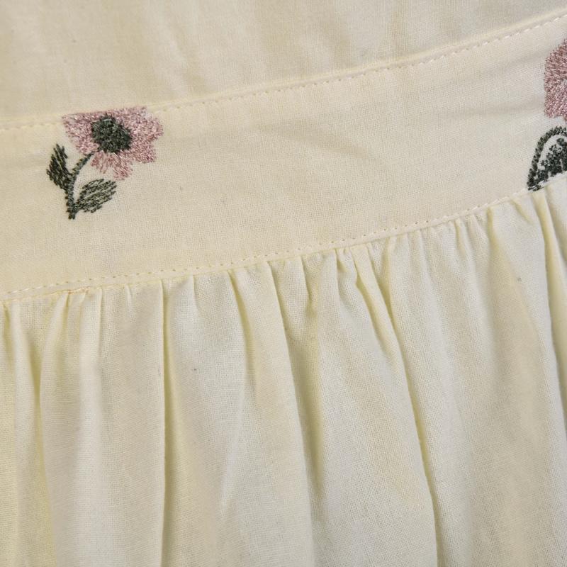 Light Yellow Embroidery Full Apron With Pockets, Cotton & Linen Apron Dress, Art Apron for Women, Necktie Apron For Mom,Gift For Wife Kitchen chef apron