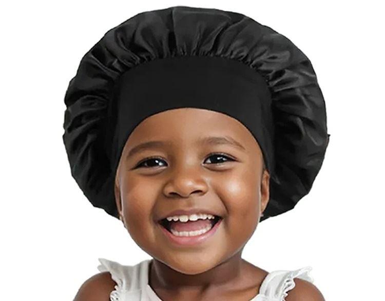 H A C Satin Bonnet for Girls - Elegant Wide Brim Sleep & Shower Cap