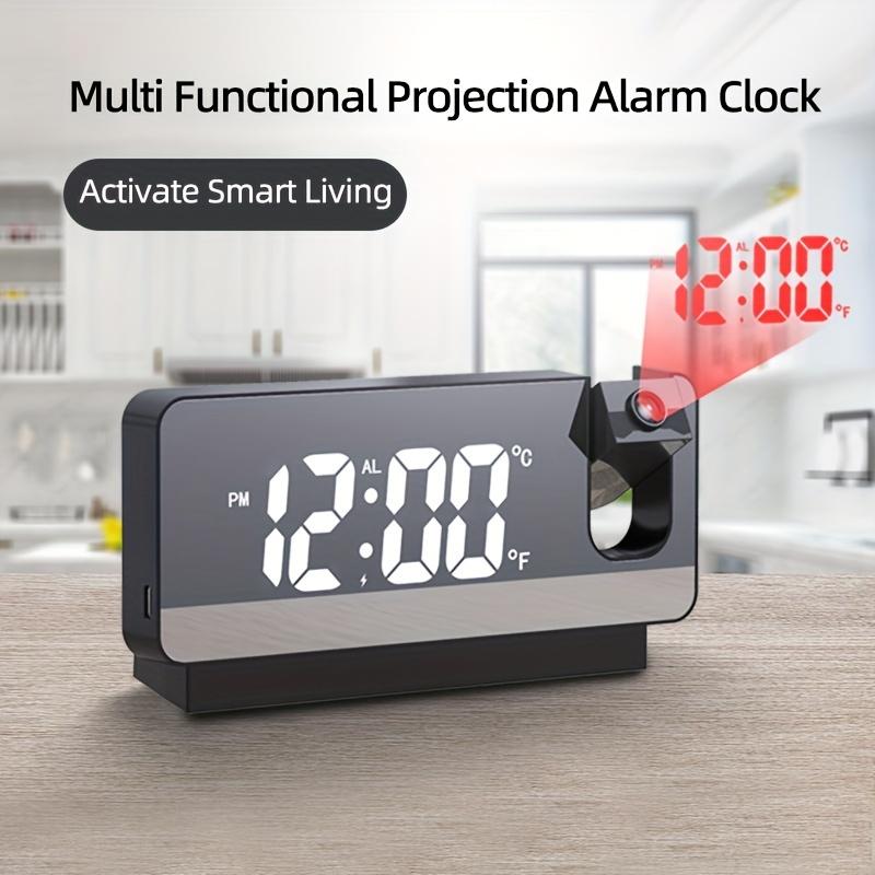 Black Friday Projection Digital Alarm Clock with LED Display, Rotating Projection, Easy-to-View, Brightness Control, Temperature Display, USB Powered