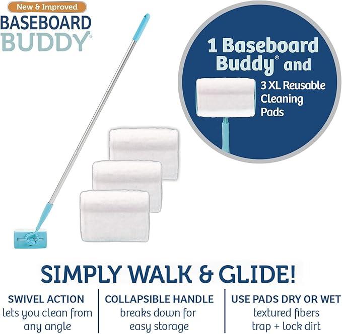 Molding Cleaning Tool! Includes 1 Baseboard Buddy and 3 Reusable Cleaning Pads, As Seen on TV