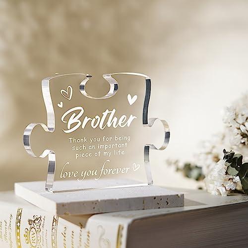 Gifts for Brother, Birthday Gifts for Brother from Sister Brother - 4.9 x 3.7 inch Acrylic Block, Graduation Wedding Christmas Gifts for Brothers, Best Brother Gifts Ideas