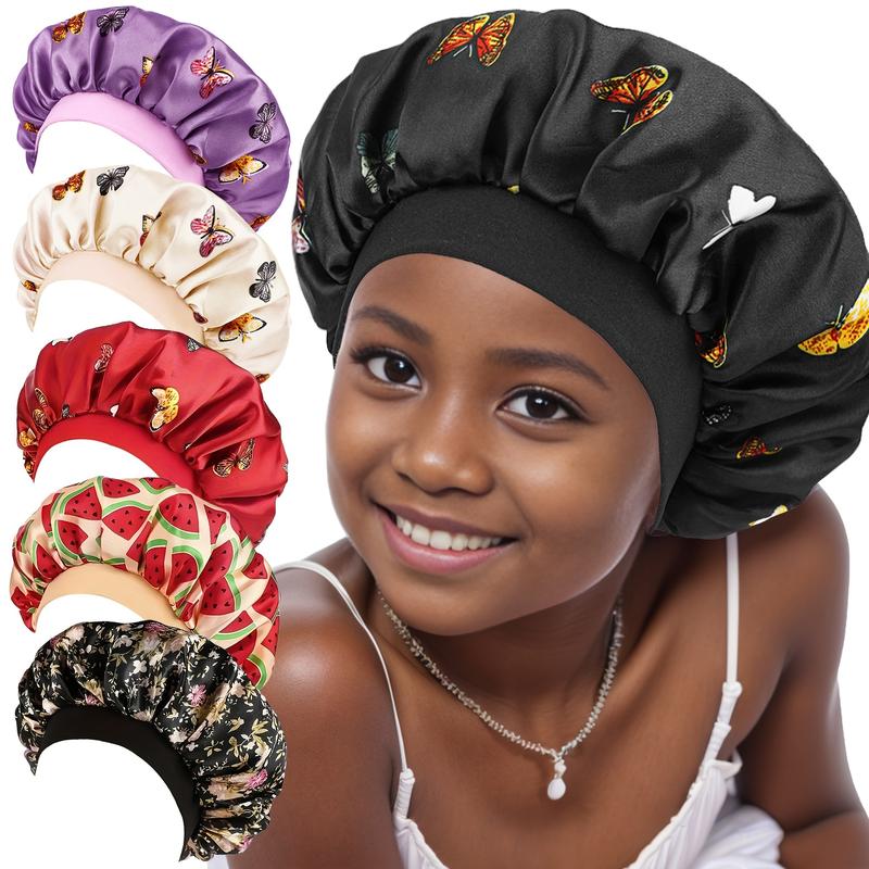 H A C Satin Bonnet for Minors - Wide Brim Sleep & Shower   swimming cap