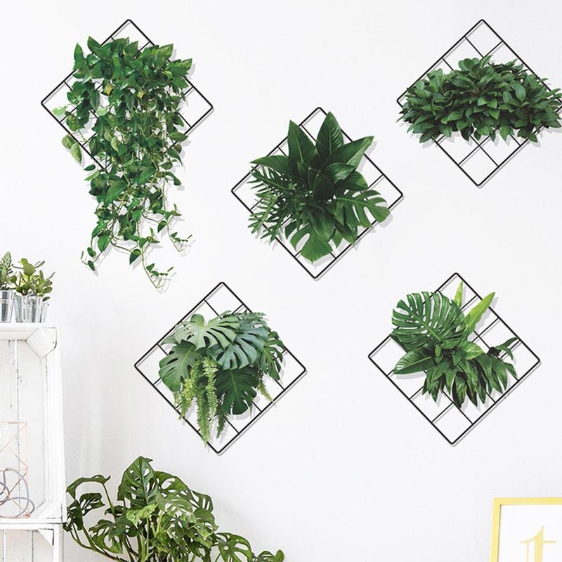 Artificial Plant Wall Sticker For Home Room Decor, 6pcs set Green Leaf Wall Decal, Spring Home Decorations