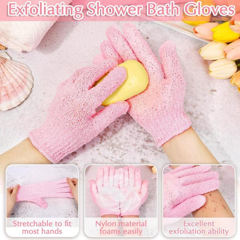 Exfoliating Bathing Towel Set, 2pcs Including Exfoliating Bathing Glove & Stretchable Bathing Towel with Handle, Bathing Accessories for Home Hotel Salon