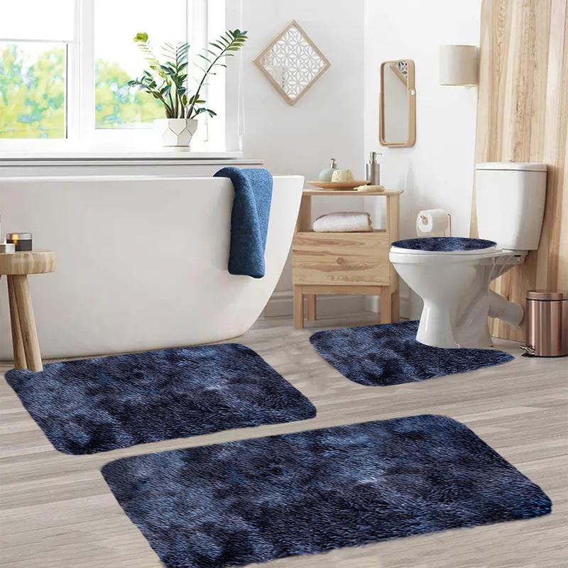 Bathroom Rugs Sets 4 Piece with Toilet Cover, Absorbent Microfiber Bath Mats for Bathroom,Non Slip Bathroom Rugs Washable with U-Shaped Contour Toilet Mat for for Bathtub, Shower Christmas gifts area rug