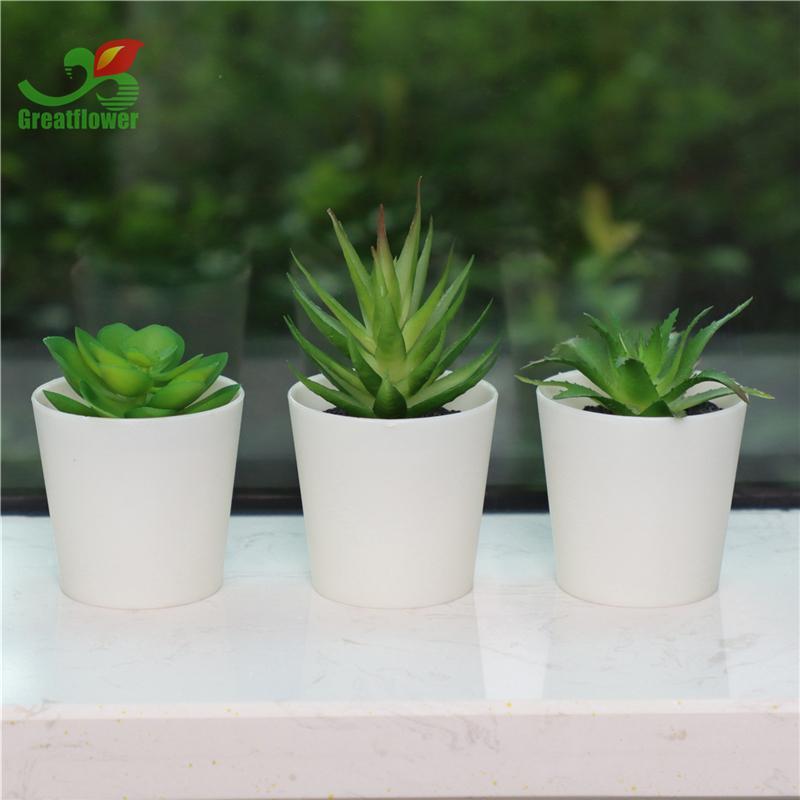 Artificial Succulent Plant with Pot, 3pcs set Plastic Simulated Potted Plant Ornaments, Decorative Fake Plant for Office Home Decor