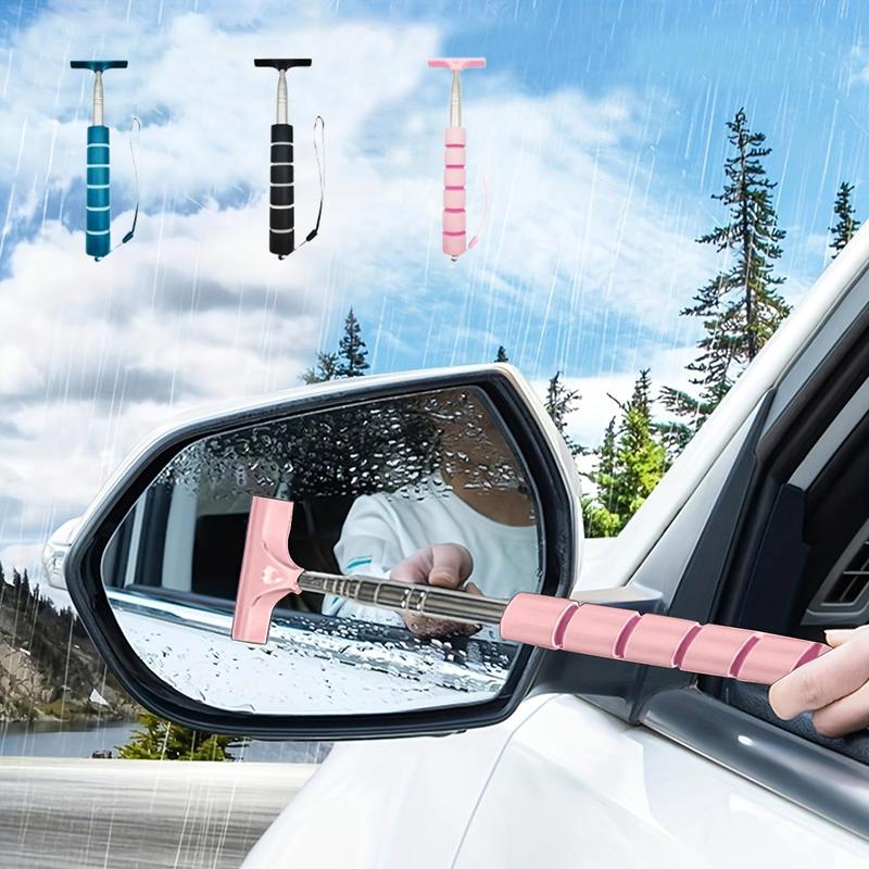 Retractable Car Rearview Mirror Brush, Stainless Steel Car Glass Cleaning Brush, Enhanced Visibility, Car Cleaning Tool with Retractable Handle