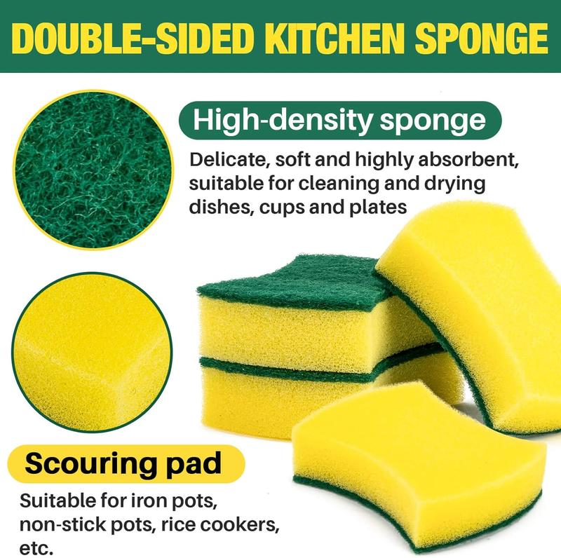 18PCS Heavy Duty Scrub Sponge - Dish Scrubber Sponge Non Scratch Double Sided Reusable