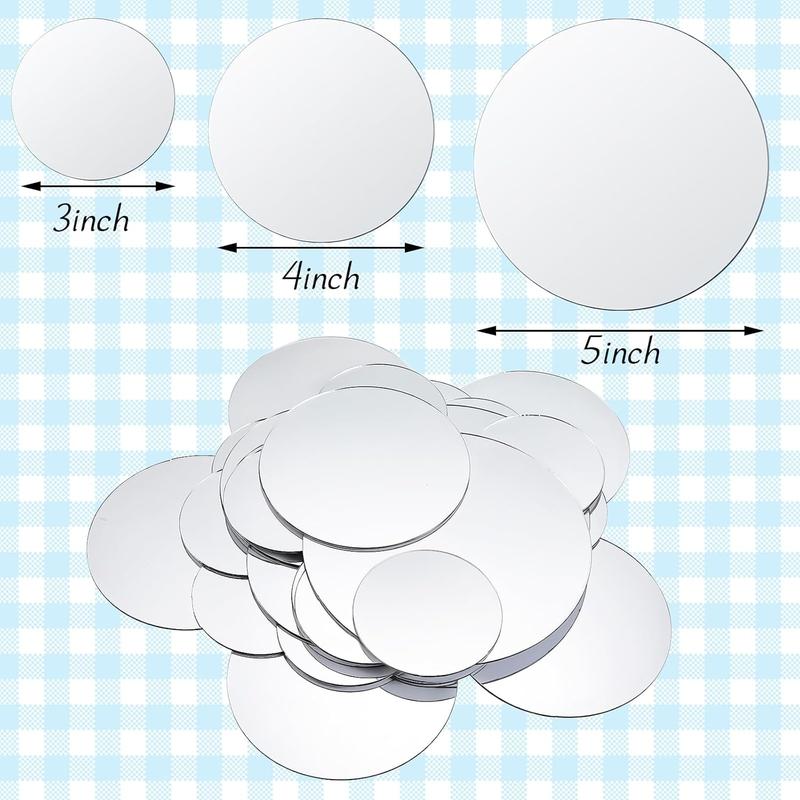 Mini Size Round Mirror Small Round Mirror Adhesive Mirror Round Craft Mirror Tiles for Crafts and DIY Projects Supplies (1 Inch, 2 Inch, 3 Inch)