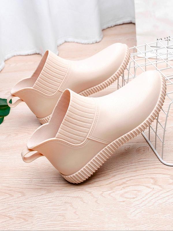 Women's Fashionable Solid Color Rain Boots, Casual Waterproof Non-slip Outdoor Rain Boots, Garden Shoes, Kitchen Shoes, Motorcycle Waterproof Shoes