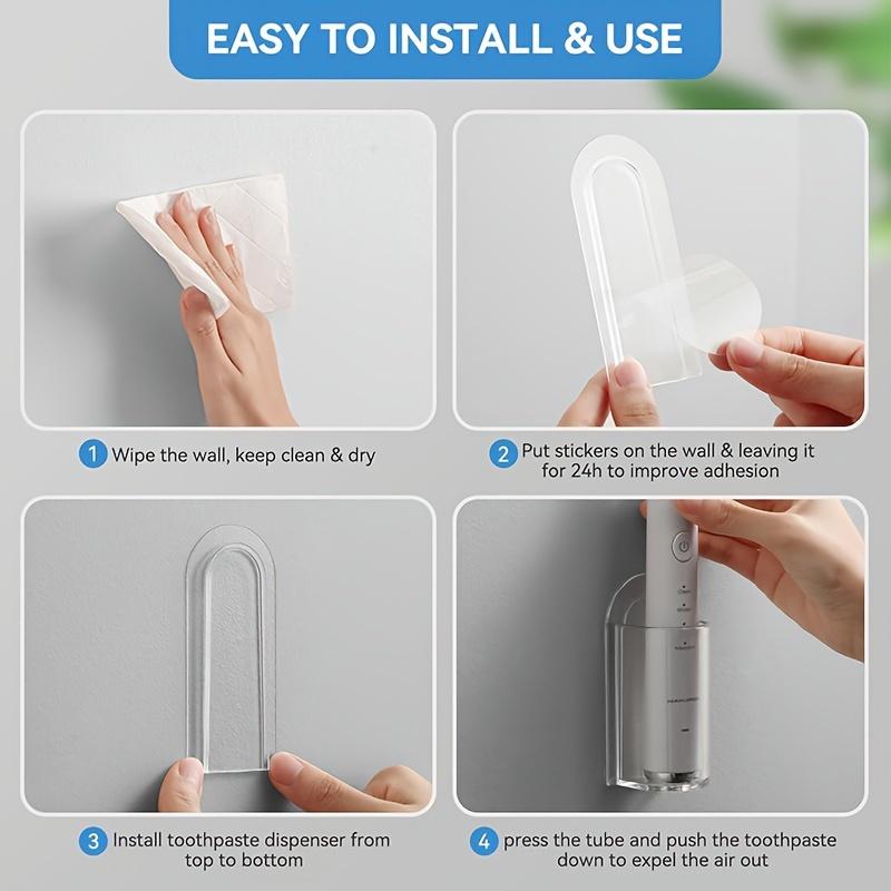 Wall-Mounted Electric Toothbrush Holder with Self-Adhesive, Transparent Storage Rack for Bathroom Organization