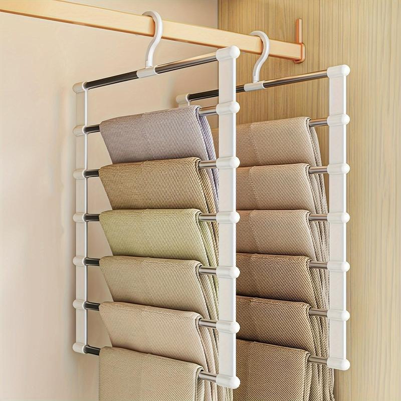 Foldable Pants Hanger, 1 Count Multi-layer Stainless Steel Folding Clothes Hanger for Home Wardrobe, Home Organizer