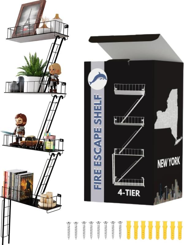 Fire Escape Wall Shelf Trinket Shelf Display Wall Action Figure Shelf Display Floating Staircase New York Wall Ladder Firescape Decor Shelves