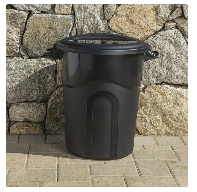 20 Gallon Heavy Duty Plastic Garbage Can, Included Lid, Black