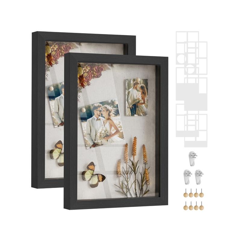 SONGMICS A4 Shadow Box Frame with Wood Push Pins