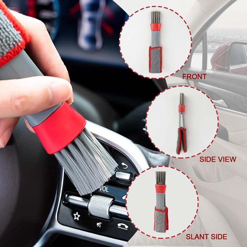 Car Air Conditioner Cleaning Brush, Car Air Conditioner Crevice Brush, Double Head Design Dashboard Soft Bristle Dust Brush, Car Interior Cleaning Brush