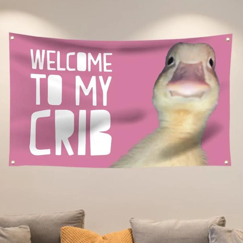 Welcome to My Crib Funny Pink Flag 3X5 Ft for Bedrooms Living Rooms Bars College Dorms Decor,with 4 Brass Grommets