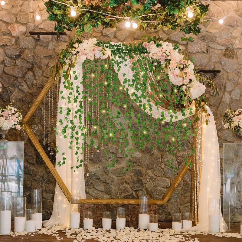 84Ft 12 Pack Artificial Ivy Garland Fake Plants, Vine Hanging Garland with CE Certified 80 LED String Light, Hanging for Home Bedroom Garden Party Wedding Wall Room Decor, Green