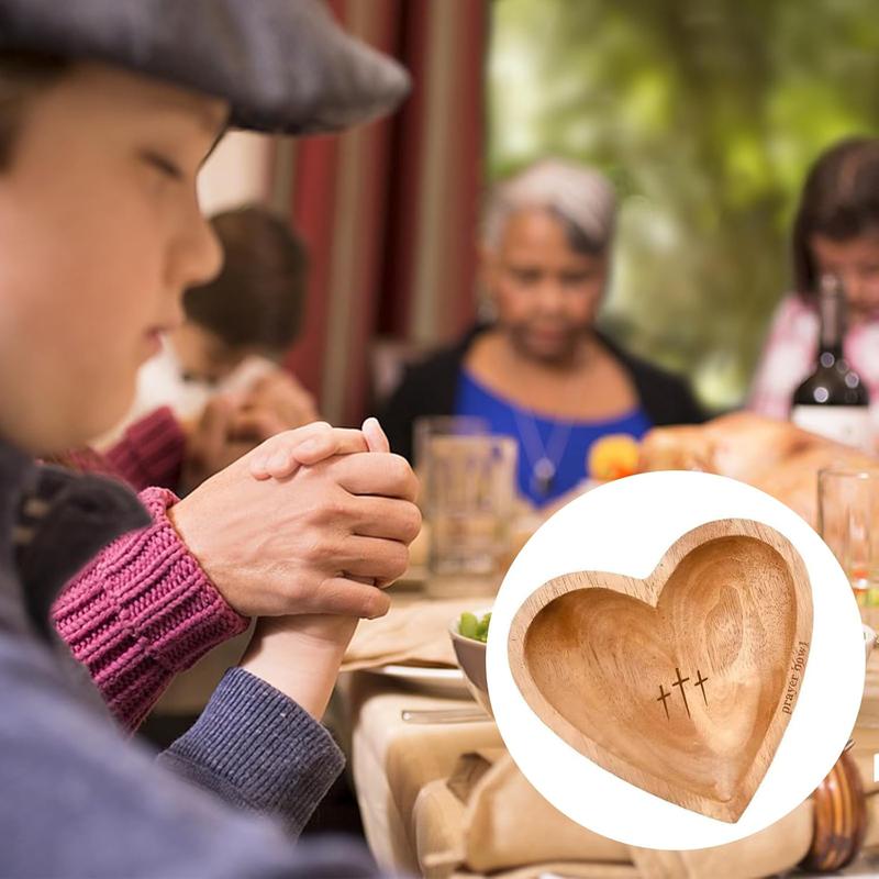 [Exquisite] Lightweight Wooden Prayer Bowl - Vintage Style, Heart - Shaped, for Bedroom & Living Room Decoration