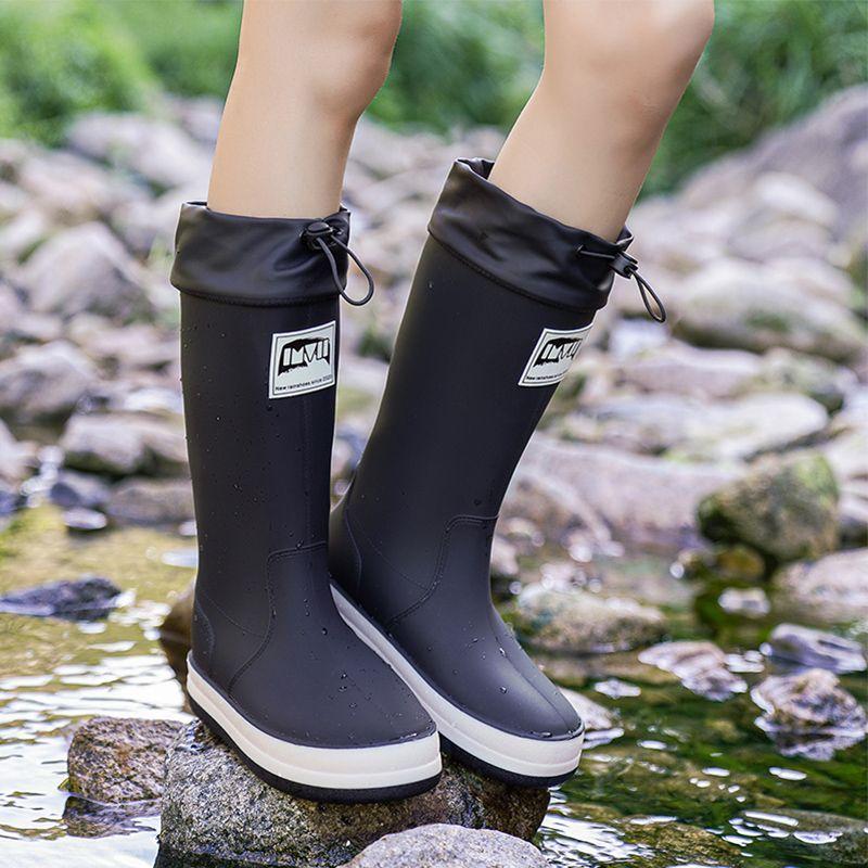 PVC Round-toe Flat-soled Wear-resistant Mid-calf Rain Boots, Lightweight Waterproof And Non-slip Fashionable Rain Boots