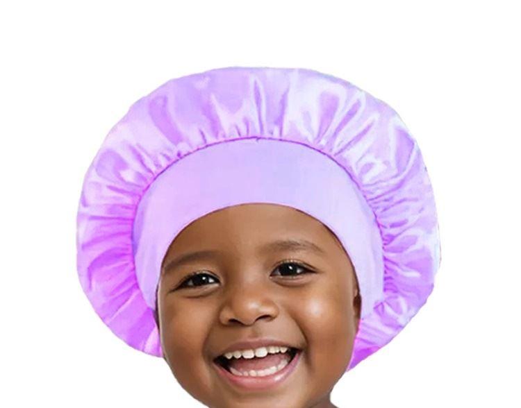 H A C Satin Bonnet for Girls - Elegant Wide Brim Sleep & Shower Cap