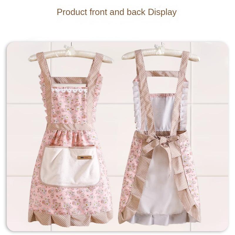 Cotton Floral Princess Apron Women's High-Grade Household Waterproof and Oil-Proof Bib Cute Hand-Wiping Skirt Wholesale egg apron birthday gift Flower