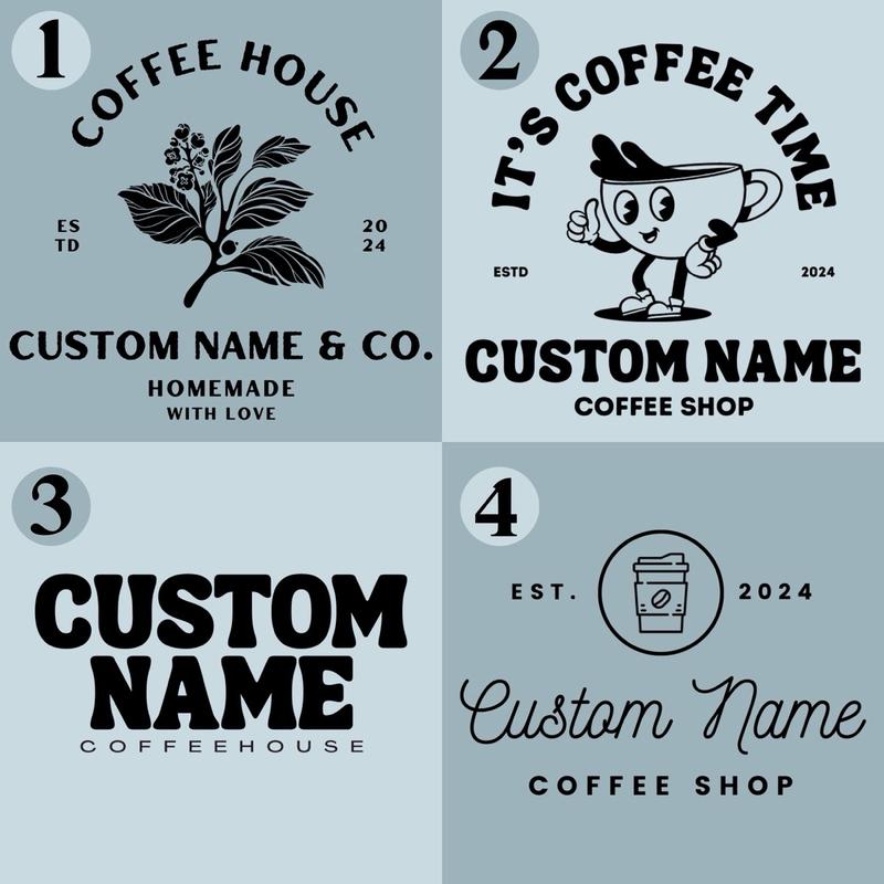 100 Custom Coffee Cup Stickers Circle Decor