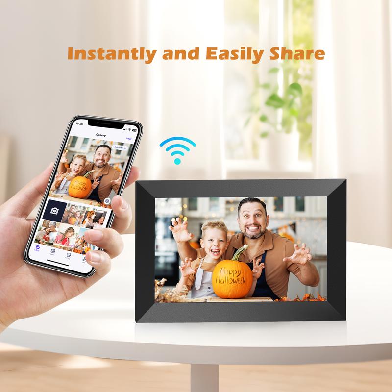 10.1 Inch WiFi Digital Picture Frame, IPS HD Touch Screen Cloud Smart Photo Frames with Built-in 32GB Memory, Wall Mountable, Auto-Rotate, Share Photos Instantly from Anywhere-Great Gift