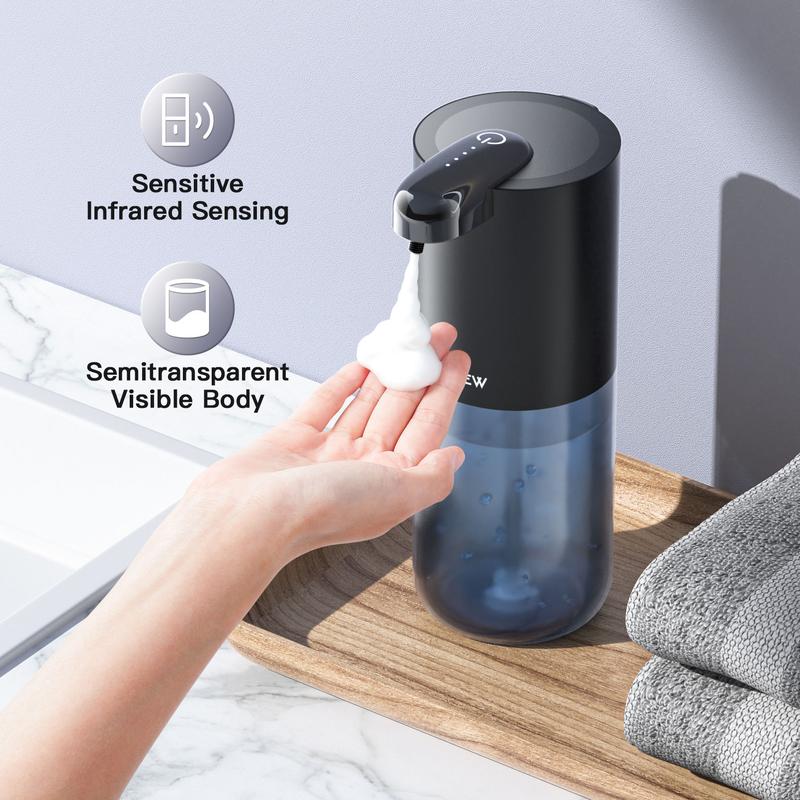 Automatic Foam Soap Dispenser 400ML, Rechargeable Liquid Hand Soap Dispenser Touchless with 4 Adjustable Levels, Motion Sensor W Waterproof Bottle