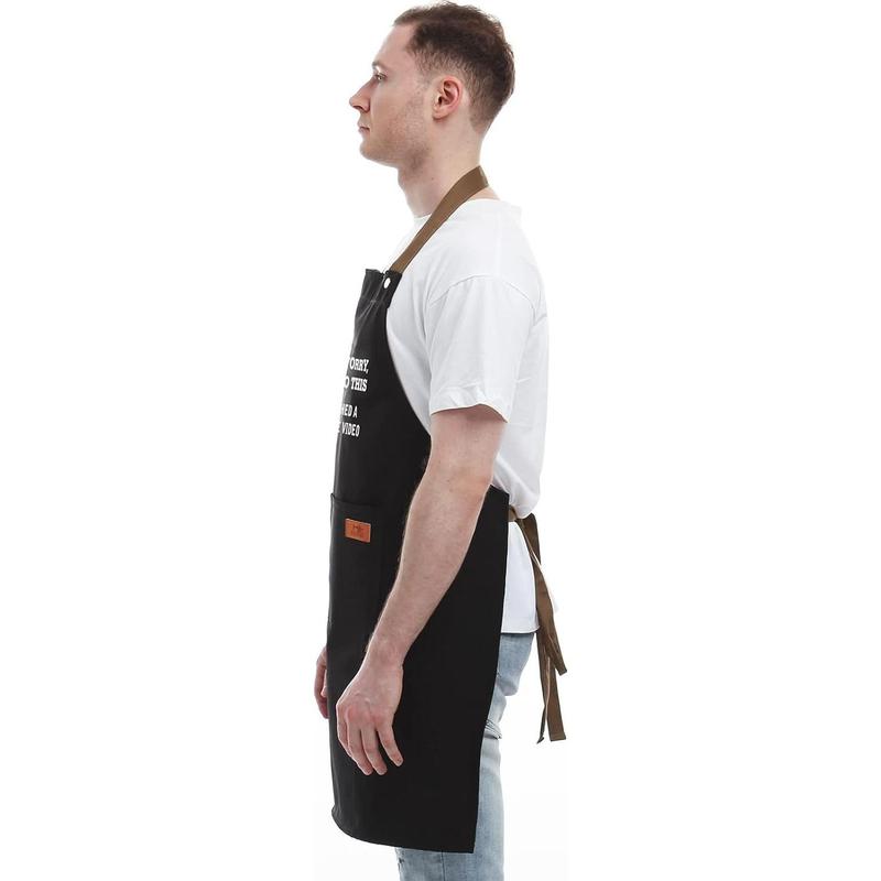 Father's Day Gifts for Dad, Gifts for Husband, Boyfriend, Brother, Men Unique Birthday Gifts, Funny Gifts for Mom, Dad Gifts From Daughter Son – BBQ Cooking Chef Apron 3 Pockets, Kitchen Gifts Christmas Accessory Christmas Accessory Adjustable Baking Cott